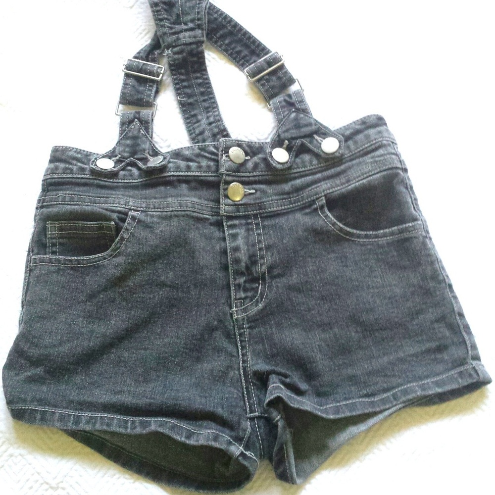 Bongo - Girls Indigo rinse suspender shorts - 12